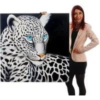 MCW Weißer Leopard Ölgemälde 100x100 cm
