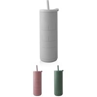 DESIGN LETTERS Life Thermobecher 500 ml grau mit Strohhalm