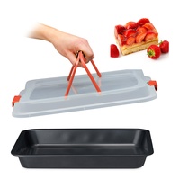 Relaxdays Backblech mit Deckel, 3 in 1 Kuchen Transportbox,