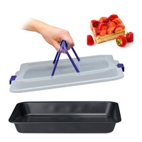 Relaxdays Backblech mit Deckel, 3 in 1 Kuchen Transportbox,