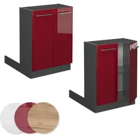 Vicco Kücheninsel Fame-Line Bordeaux Hochglanz/Anthrazit, 60 cm