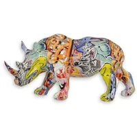 Casa Padrino Designer Kunstharz Dekofigur Nashorn Bunt 31,9 x