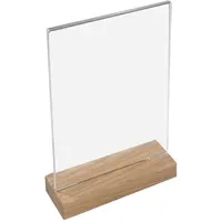 HMF 46944 Acryl Tischaufsteller mit Holzfuß DIN A4 Hochformat,