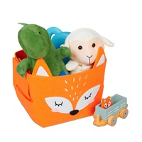 Relaxdays Aufbewahrungskorb Filz, Fuchs-Motiv, Filzkorb für Kinder, faltbar, HBT:
