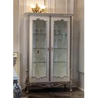 Casa Padrino Luxus Barock Vitrine Weiß / Silber 125