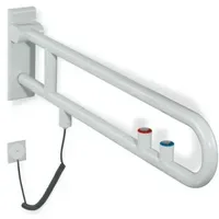 Hewi Wandstützgriff 801 E-Stützklappgriff 850 mm aquablau mit Spül-/Funktionstaste