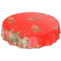 ANRO Wachstuchtischdecke Wachstuch Wachstischdecke Tischdecke Weihnachten Weihnachtsmann Rot Sterne