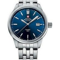 Swiss Military SMP36009.03 Herrenuhr 41mm 5ATM - Silber/Blau