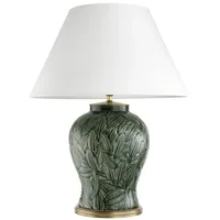 Casa Padrino Luxus Keramik Tischlampe Grün / Antik Messing