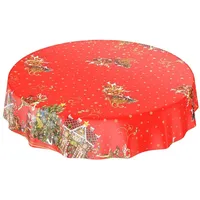 ANRO Wachstuchtischdecke Wachstuch Wachstischdecke Tischdecke Weihnachten Weihnachtsmann Rot Sterne