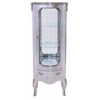 Casa Padrino Barock Vitrine Silber 130 cm - Vitrinenschrank