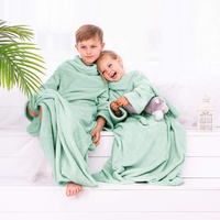 DecoKing Kiddo Kuscheldecke mit Ärmeln für Kinder, Polyester, Pfefferminze,