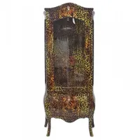 Casa Padrino Barock Vitrine in Leopard - Vitrinenschrank -