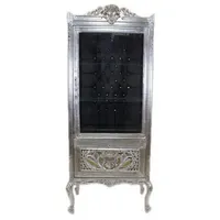 Casa Padrino Barock Vitrine Silber / Schwarz - Vitrinenschrank