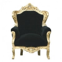 Casa Padrino Barock Sessel "King" Schwarz/Gold