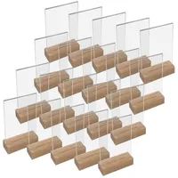 HMF 46942 Acryl Tischaufsteller mit Holzfuß | 20 Stück