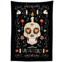 ABAKUHAUS Zuckerschädel Tischdecke, Calavera und Kerze, Druck mit Klaren