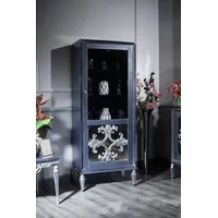 Casa Padrino Luxus Barock Vitrine Blau / Silber 75