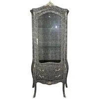 Casa Padrino Barock Vitrine Schwarz / Silber 72 x