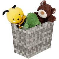 Relaxdays Aufbewahrungskorb, geflochten, hoch, mit Griffen, Korb Badezimmer, Kunststoff,