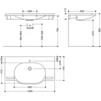 Hewi Universal Wandwaschtisch 100 x 55 cm 950.11.401