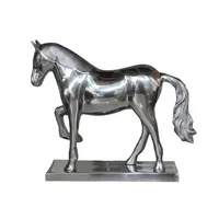 Casa Padrino Luxus Figur Pferd auf Sockel, Silber, B