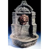 Casa Padrino Barock Mini Wandbrunnen Löwe Grau H. 31