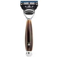 MÜHLE VIVO 5-Klingen-Rasierer, Gillette® FusionTM Griffmaterial Edelharz hornbraun Herren