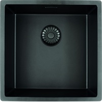 Caressi Black Line quadratisches Spülbecken für flächenbündigen Einbau, CAGRPP40BK-FL,