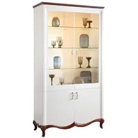 Casa Padrino Luxus Art Deco Vitrinenschrank Weiß / Dunkelbraun