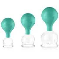 PULOX Schröpfgläser Set aus Echtglas mit Saugball - 3x