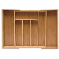 Relaxdays Besteckkasten Bambus ausziehbar 5,5 x 39 x 35,5