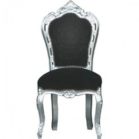 Casa Padrino Barock Esszimmer Stuhl Schwarz / Silber -