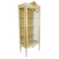 Casa Padrino Barock Vitrine Antikstil Weiß / Gold -