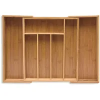 Relaxdays Besteckkasten, ausziehbar, Bambus Schubladeneinsatz, HBT 5,5x39x35,5 cm, Besteckeinsatz