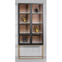 Casa Padrino Luxus Glas Vitrine Schwarz / Messing Gold