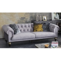 Casa Padrino Luxus Art Deco Chesterfield Wohnzimmer Sofa Hellgrau