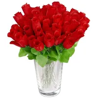 Relaxdays 96 x Kunstrosen rot, Kunstblumen, künstliche Dekoblumen, Rosen
