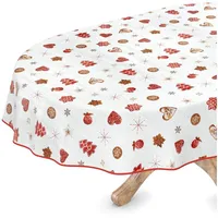 ANRO Tischdecke abwaschbar Weihnachten Wachstuchtischdecke Oval 140 x 320cm