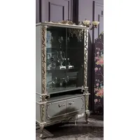 Casa Padrino Luxus Barock Vitrine Grau / Silber 110