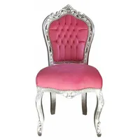 Casa Padrino Barock Esszimmerstuhl Pink/Silber ohne Armlehnen
