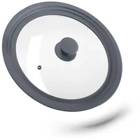 Relaxdays 2x Topfdeckel 26-30 cm, mit Silikon grau