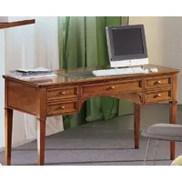 Casa Padrino Luxus Jugendstil Schreibtisch Braun / Antik Messingfarben