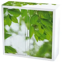 Paperflow easyOffice Rollladenschrank Motiv grüne Blätter grün, 110x104x41.5 cm