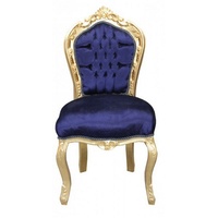 Casa Padrino Barock Esszimmerstuhl Royal Blau / Gold ohne