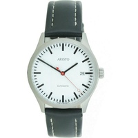 ARISTO Herren Uhr Automatic Edelstahl Bahnhof 3H191 Leder