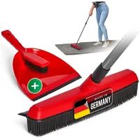 Novaliv Kehrgarnitur Gummibesen mit Teleskopstiel Rot