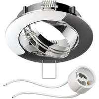 Ledscom.de Deckeneinbaurahmen Circ Aluminium Einbaurahmen chrom schwenkbar (LED/Halogen/GU10/MR16/PAR16/50mm) inkl.