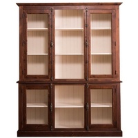 Casa Padrino Landhausstil Wohnzimmerschrank Dunkelbraun / Creme 184 x