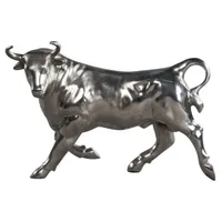 Casa Padrino Deko Bronzefigur Stier Silber 56 x 22